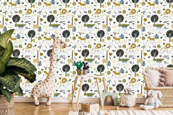 Behang Lions Tree Leaves Dots Jongenskamer - Afbeelding 5