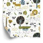 Behang Lions Tree Leaves Dots Jongenskamer