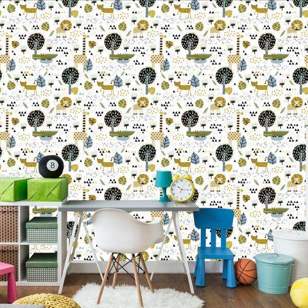 Behang Lions Tree Leaves Dots Jongenskamer - Afbeelding 4