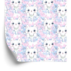Behang Voor Kinderen - Katten En Bloemen