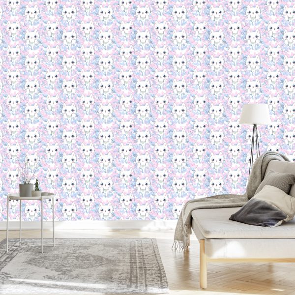Behang Voor Kinderen - Katten En Bloemen - Afbeelding 3