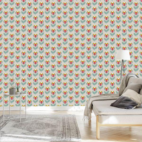 Behang Natuurbloemen In De Scandinavische Woonkamer - Afbeelding 3