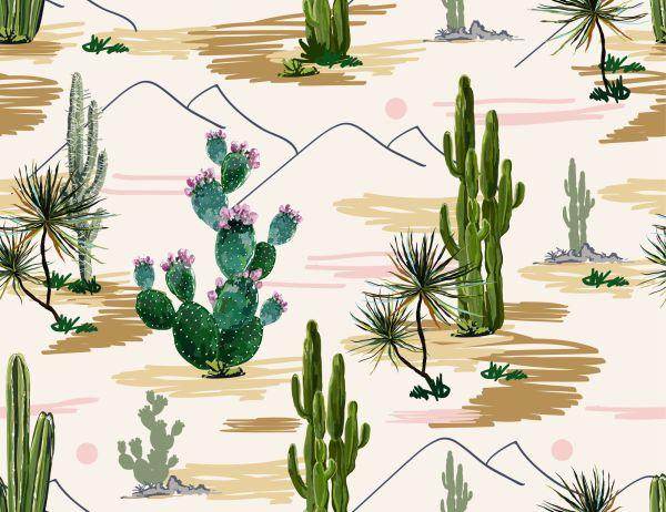 Behang Cactussen Bloemen Landschap - Afbeelding 2