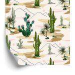 Behang Cactussen Bloemen Landschap