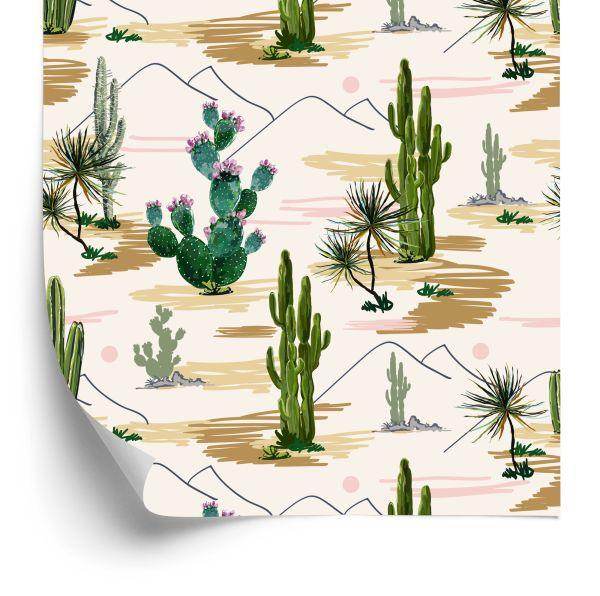 Behang Cactussen Bloemen Landschap