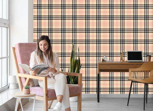 Behang Moderne 3D Plaid Voor Kantoor Woonkamer - Afbeelding 7