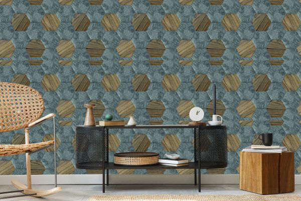 Behang 3D-Patroon Van Betonhout - Afbeelding 5
