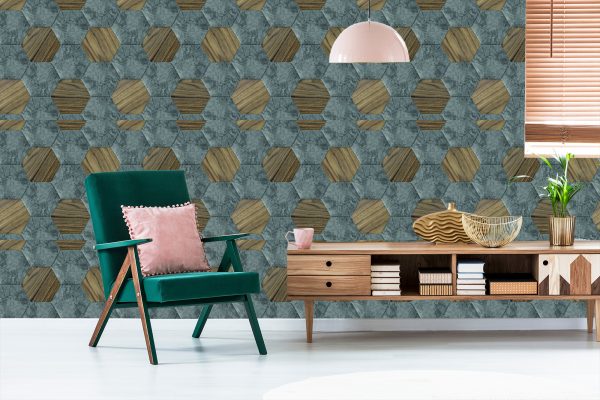 Behang 3D-Patroon Van Betonhout - Afbeelding 6