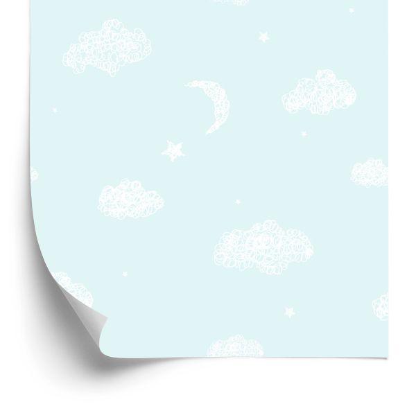Behang Voor Kinderen - Wolken, Manen En Sterren