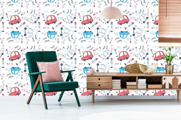 Behang Auto's, Auto's, Wolken, Voor De Kinderkamer - Afbeelding 6