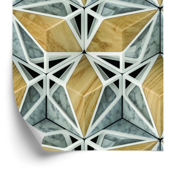 Behang 3D Marmer Hout