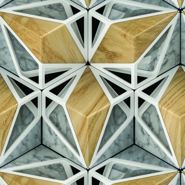 Behang 3D Marmer Hout - Afbeelding 2