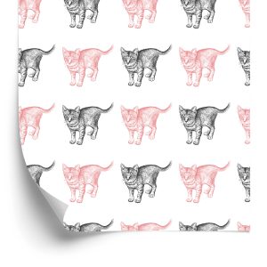 Behang Pastelkleurige Katten