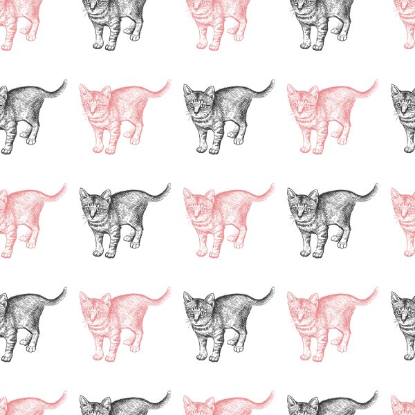 Behang Pastelkleurige Katten - Afbeelding 2