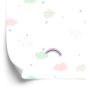 Tapete für Kinder, Regenbogen und Wolken