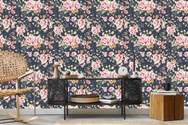 Behang Rozen Oranje Bloemen - Afbeelding 5