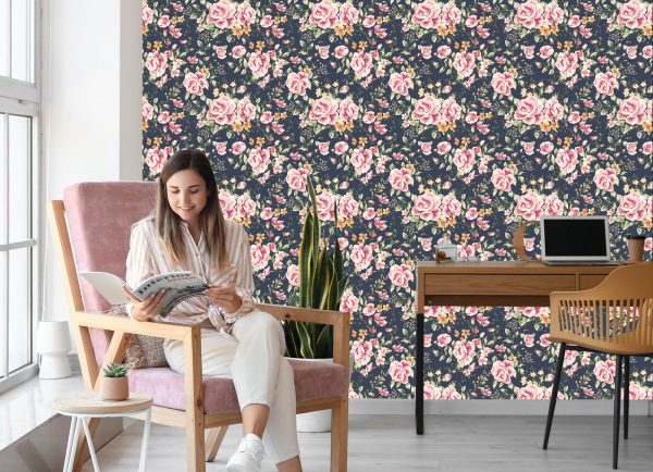 Behang Rozen Oranje Bloemen - Afbeelding 7