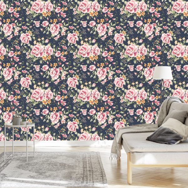 Behang Rozen Oranje Bloemen - Afbeelding 3