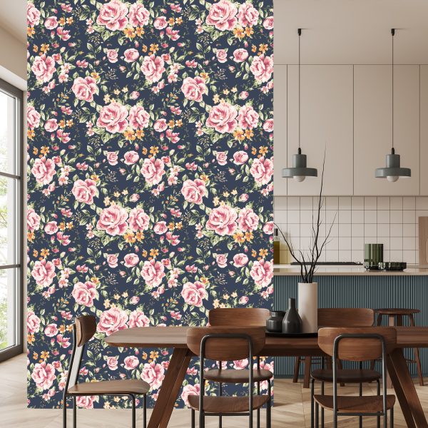Behang Rozen Oranje Bloemen - Afbeelding 4