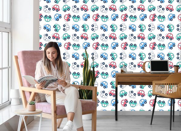 Behang Auto's Kleurrijke Auto's Voor De Kinderkamer - Afbeelding 7
