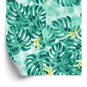 Behang Bladeren En Delicate Bloemen