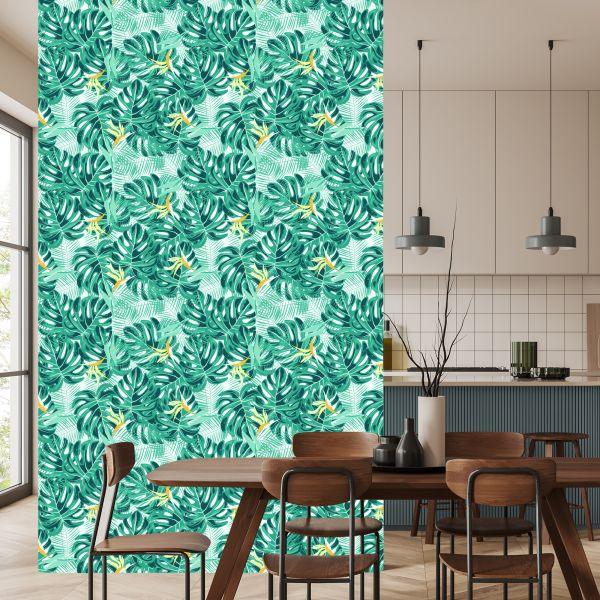 Behang Bladeren En Delicate Bloemen - Afbeelding 4
