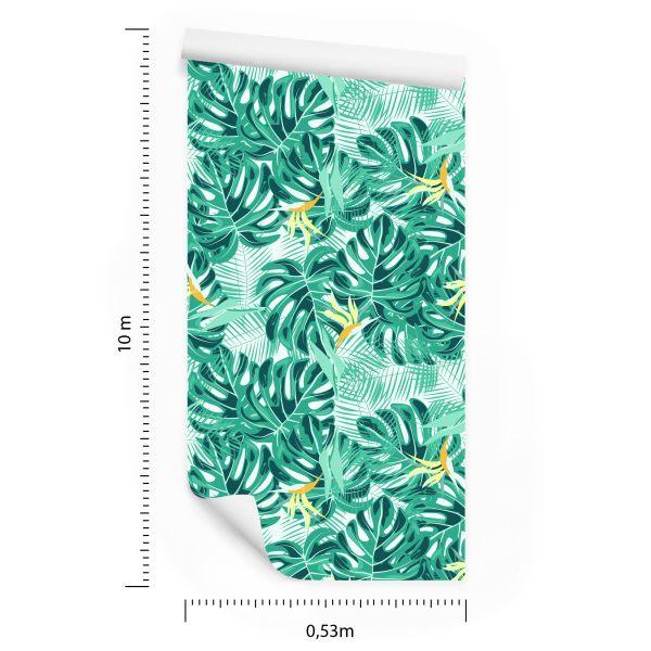 Behang Bladeren En Delicate Bloemen - Afbeelding 8