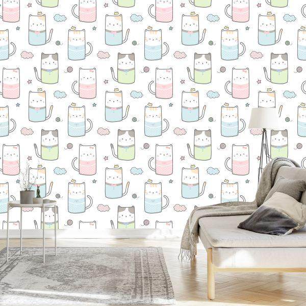 Behang Voor Kinderen - Kittens En Wolken - Afbeelding 3