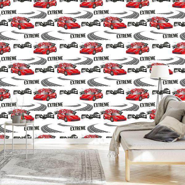 Behang In Cars Rally Cars Kinderkamer - Afbeelding 3