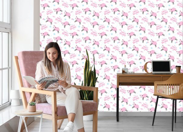 Behang Roze Schaap - Afbeelding 7