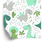 Behang Dinosaurussen Cactussen Voor De Kinderkamer