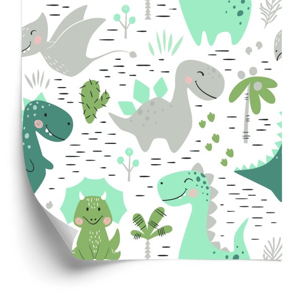 Behang Dinosaurussen Cactussen Voor De Kinderkamer