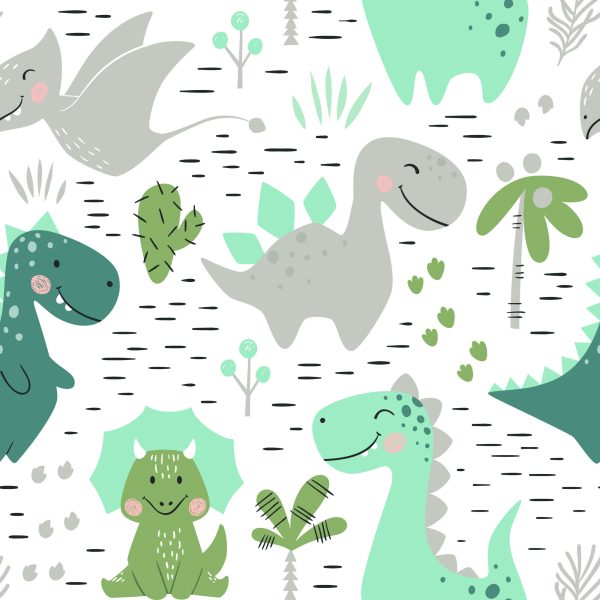Behang Dinosaurussen Cactussen Voor De Kinderkamer - Afbeelding 2