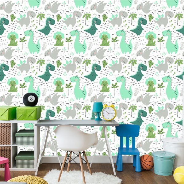 Behang Dinosaurussen Cactussen Voor De Kinderkamer - Afbeelding 4