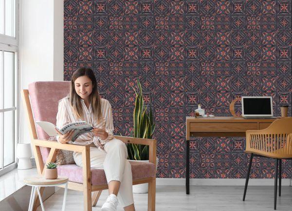 Behang Voor De Eetkamer Imitatie Van Mozaïektegels - Afbeelding 7