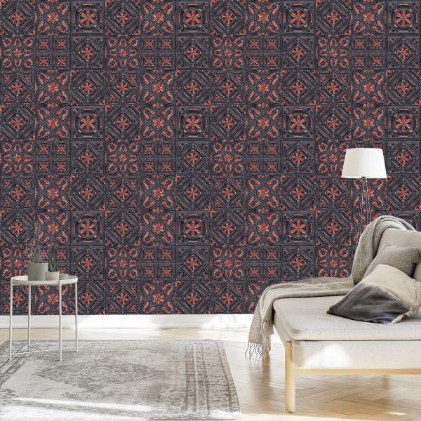 Behang Voor De Eetkamer Imitatie Van Mozaïektegels - Afbeelding 3