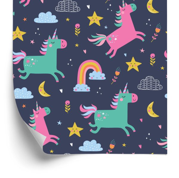 Behang Voor Meisjes Met Kleurrijke Regenboogeenhoorns
