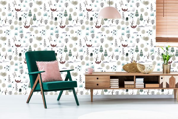 Behang Bomen, Planten, Vogels, Bos, Kinderkamer - Afbeelding 6