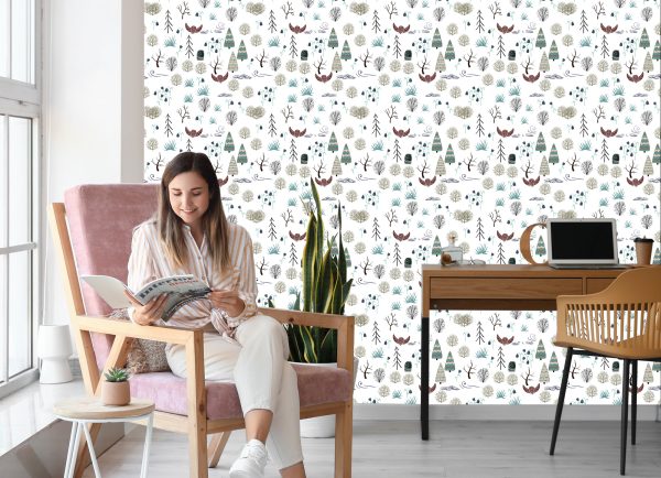 Behang Bomen, Planten, Vogels, Bos, Kinderkamer - Afbeelding 7