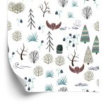 Behang Bomen, Planten, Vogels, Bos, Kinderkamer