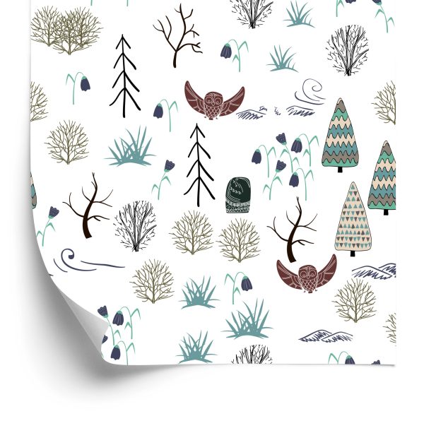 Behang Bomen, Planten, Vogels, Bos, Kinderkamer