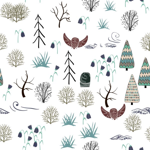 Behang Bomen, Planten, Vogels, Bos, Kinderkamer - Afbeelding 2