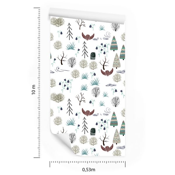Behang Bomen, Planten, Vogels, Bos, Kinderkamer - Afbeelding 8