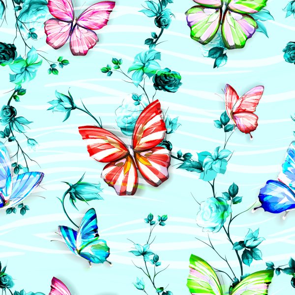 Behang Voor Kinderen, Vlinders, Bloemen, Groen - Afbeelding 2