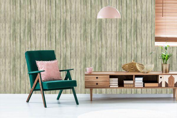 Behang Stijlvolle Verticale Houten Planken - Afbeelding 6