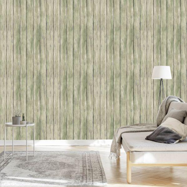 Behang Stijlvolle Verticale Houten Planken - Afbeelding 3