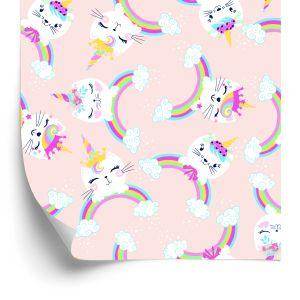 Behang Voor Meisjes. Kittens. Wolken. Regenboog