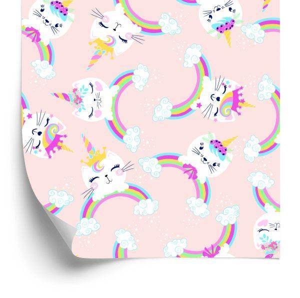 Behang Voor Meisjes. Kittens. Wolken. Regenboog