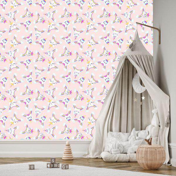 Behang Voor Meisjes. Kittens. Wolken. Regenboog - Afbeelding 3