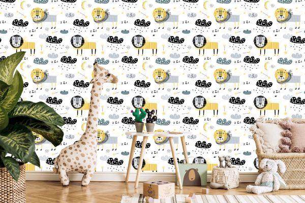 Behang Voor De Jongen Lions Clouds Moons - Afbeelding 5